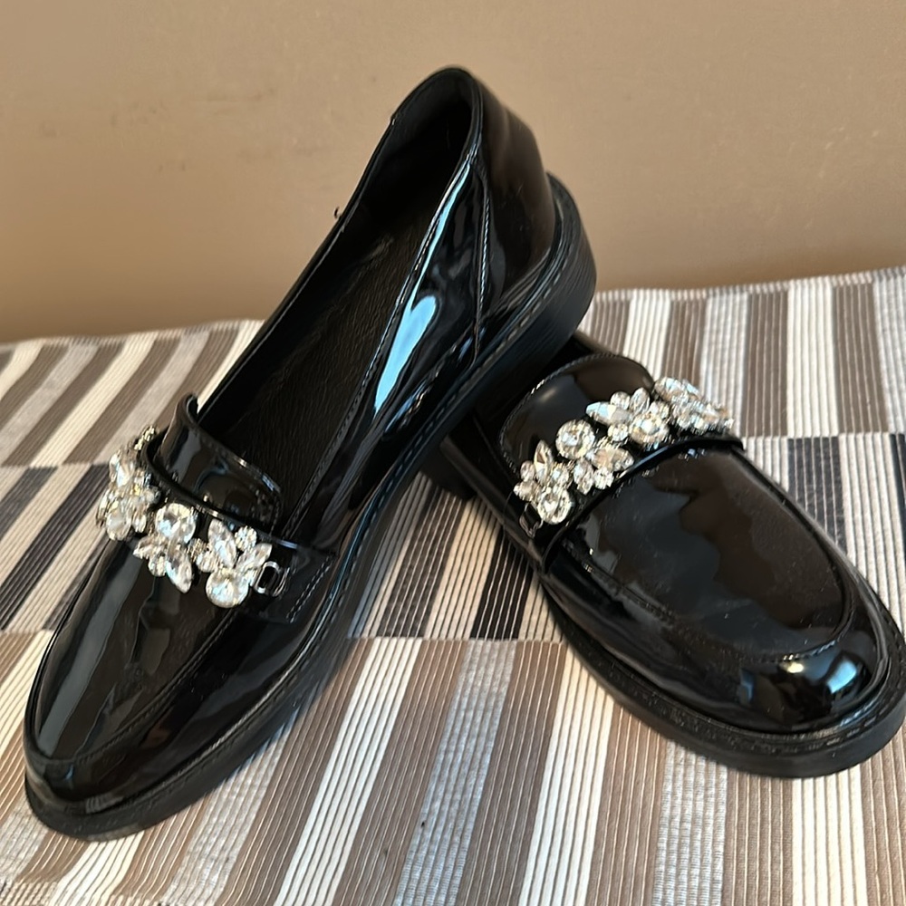 Never worn loafers with rhinestones